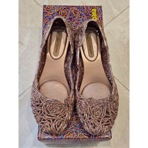 Jellies Size 6 Womens 80s Style Flats Melissa Campana Fitas Jelly Copper Glitter